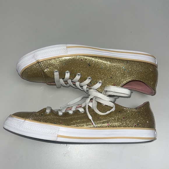 Converse All Star gold w/ sparkles lop top sneakers size 5 Junior’s- unisex - Picture 3 of 13